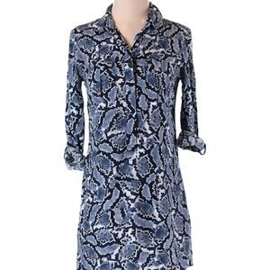 Banana Republic Blue Snake Skin Print Shirt Dress/Tunic
